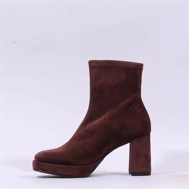 Miss Elastic Hilary Platform Ankle Boot - Brown Suede